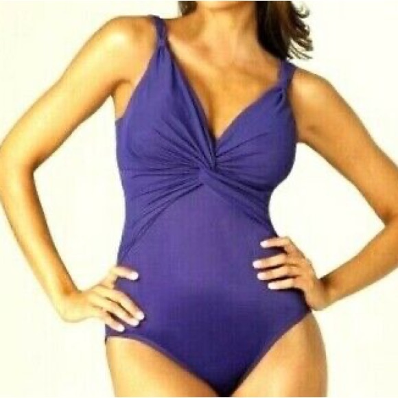 Miraclesuit Women's Purple One Piece Swimsuit - Picture 1 of 13